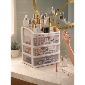 Transparent Cosmetic Storage Box Drawer Type Makeup Organizer For Bathroom Plastic Vanity <b>Case</b> - Product Image 2