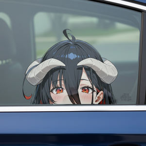 Autocollant de voiture Albedo Peeking, autocollant imperméable sur le thème de l'anime <span class=keywords><strong>Overlord</strong></span>, <span class=keywords><strong>personnage</strong></span> de fille démon mignonne pour la décoration de voiture, camion, SUV, fenêtre, pare-chocs - Product Image 1