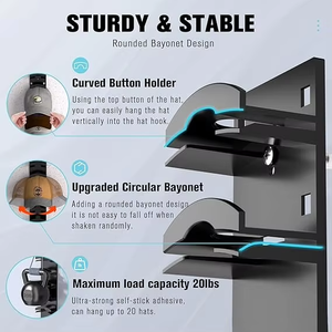 Wholesale Strong Adhesive Wall-Mounted Baseball Cap Organizer <b>Hat</b> Rack and Hanger Holder <b>Display</b> for Door Closet & - Product Image 5