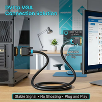 Câble DVI vers VGA professionnel Mindpure 1080P 60Hz, adaptateur actif avec puce AG6202, plaqué or, DVI-D 24+1 mâle vers VGA mâle pour PC