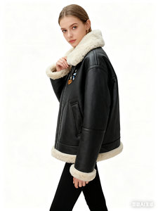 <span class=keywords><strong>Blouson</strong></span> <span class=keywords><strong>aviateur</strong></span> <span class=keywords><strong>en</strong></span> <span class=keywords><strong>cuir</strong></span> et laine personnalisable <span class=keywords><strong>pour</strong></span> <span class=keywords><strong>femme</strong></span> - Style vintage, entièrement doublé <span class=keywords><strong>en</strong></span> peau de mouton, Nouveauté - Product Image 3