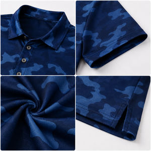Polo de Golf Personalizado Premium para Hombre, Camuflaje, Rendimiento, Absorción de Humedad, Marca Privada, Ropa Corporativa OEM - Product Image 3