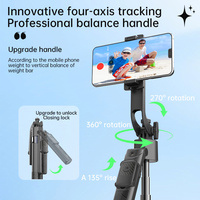 Palo de Selfie Portátil en Oferta, Estabilizador Gimbal Inteligente con IA, Rotación de 360°, Seguimiento Facial Automático, con Soporte para Teléfono Móvil, con Luces