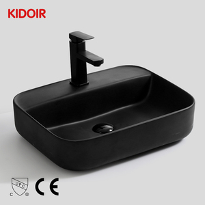 Kidoir Fashion Modern Design High Quality Black Matt Color Bathroom Ceramic Hand Wash Basin Sink Cabinet Basin