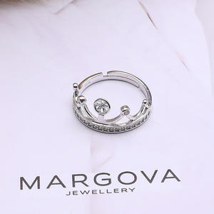 Wenchi, Accesorio de Plata S925 para DIY, Anillo de Corona Ajustable de 3 Colores, Soporte Hueco para Perlas de 6-9 mm, 10 Anillos de Salto, Fornituras de Joyería, Tamaños 3 mm - Product Image 3