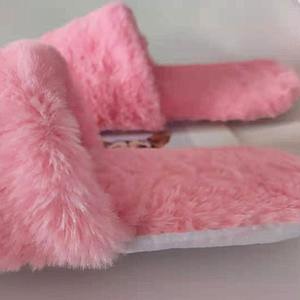 Custom <b>Cozy</b> Indoor Fluffy Fuzzy Rabbit Fur for <b>Slippers</b> Luxury Women's Soft House for <b>Slippers</b> Warm Winter Faux Sheepskin Flat - Product Image 5
