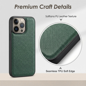 Custodia per telefono personalizzata in pelle PU Saffiano di lusso con logo personalizzato, stampa vegana in similpelle da uomo per <span class=keywords><strong>iPhone</strong></span> 13 a 18 Pro Max - Product Image 4