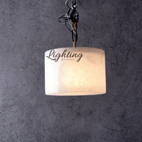 Lustre moderne en albâtre blanc, forme cylindrique, halogène, intensité variable, hauteur réglable, support E12 pour salon