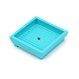 Portasapone Quadrato in Resina Poliestere Blu Cielo con Foro di Drenaggio, Stile Moderno, Ecologico, Produzione ODM Cinese - Product Image 5