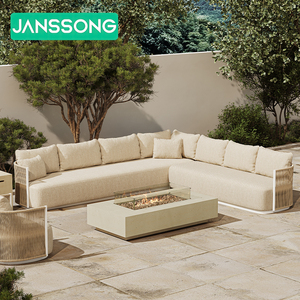 Ensemble de mobilier d'extérieur de luxe avec <span class=keywords><strong>table</strong></span> de salon de jardin à foyer au propane, canapés de patio pour villa et complexe hôtelier, chauffage et foyer à gaz - Product Image 2