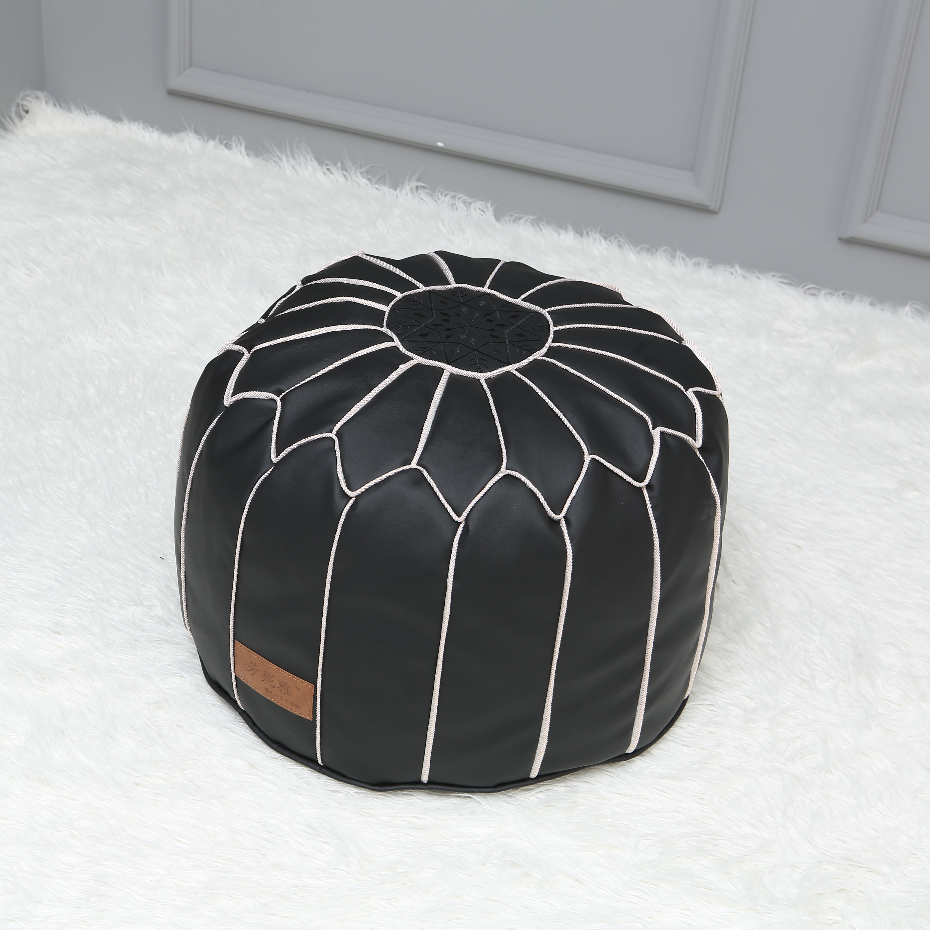 Indoor beanbag stool moroccan leather pouf