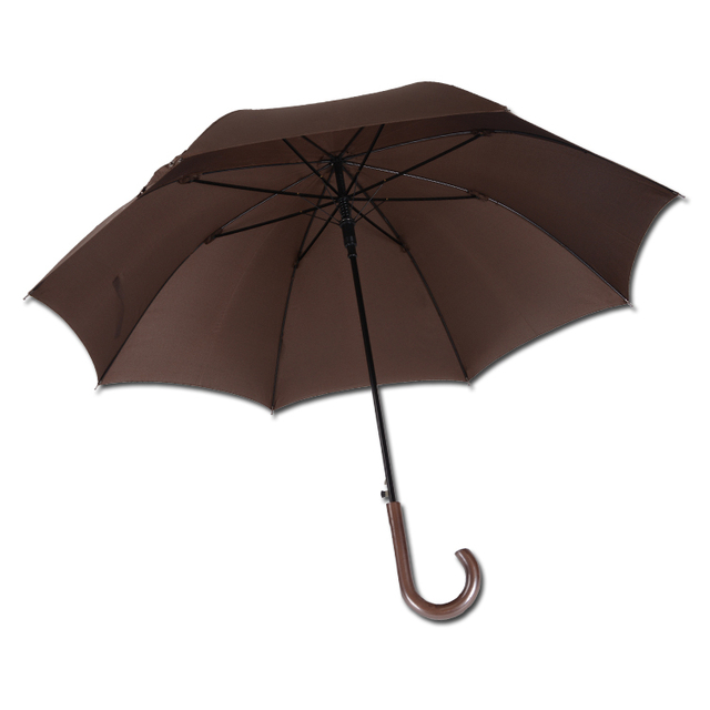 Wholesale Luxury 2-Folding Wooden Handle Golf Stick Umbrella Custom Wood Design with Heated Printing Straight Style