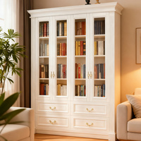Schrank aus Spanplatte mit Lackierter Glastür Bücherschrank Bürohersteller Moderner Platzsparender Holz-Bücherschrank Wohnmöbel Regal