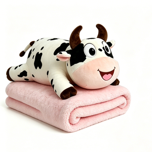 Customized Carrot Plush Stuffed Animal with Attached <b>Orange</b> Fleece Blanket Lying Smiling Carrot Pillow Convertible <b>Throw</b> Blanket - Product Image 1