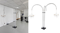 Support de lustre en aluminium NINI personnalisé, robuste, réglable, argenté, écologique, pour arche de toile de fond incurvée, idéal pour mariages et fêtes