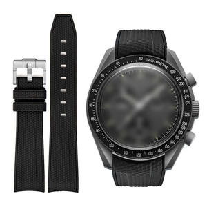 Bracelet de remplacement en caoutchouc courbé pour <span class=keywords><strong>Omega</strong></span> X <span class=keywords><strong>Swatch</strong></span> Speedmaster 20 mm, bracelets de montre en silicone de luxe - Product Image 3