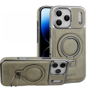 เคสโทรศัพท์หนัง PU ชุบเคลือบหรูหราสำหรับ iPhone 17 16 15 Pro Max Plus พร้อมวงแหวนหมุนได้ ที่วางแม่เหล็ก ป้องกันการกระแทก - Product Image 4