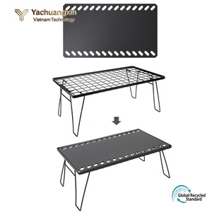 Portable Foldable Outdoor Camping Table with Lattice Design Black Metal <b>Stove</b> for Charcoal Use - Product Image 5
