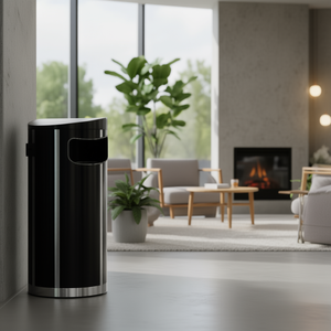 Cestino per Rifiuti Semicircolare Nero Argento 34 L per Uso Interno ed Esterno - Product Image 3
