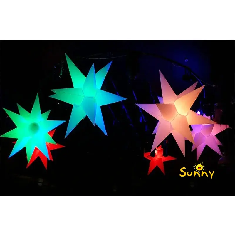 Atacado Publicidade Decoração Do Partido Pendurado Colorido Led Iluminação Inflável LED Estrela Inflável Luz Estrela para o Natal