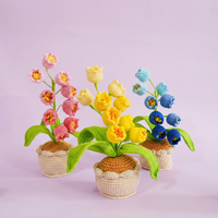 BH Handgefertigte Gehäkelte Wollgarn-Maiglöckchen Mini-Topfpflanze Künstliche Blumen Valentinstag Weihnachten Hochzeitsgeschenk