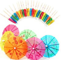 Großhandel Cocktail-Getränke Saft Cupcake-Dekoration Bunte Papier-Sonnenschirme Zahnstocher Mini-Parasols Kuchen-Topper