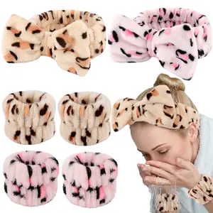 Custom Logo Skincare Spa Wristband Makeup Facial Wrist Washband Face Towel Wash Bow Headband <strong>Scrunchie</strong> Set for Women - Product Image 6