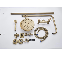 Ensemble de douche en laiton antique européen Robinets de douche de bain en bronze à double poignée SF6004