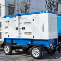 Générateur diesel mobile triphasé professionnel 200 kVA sur remorque, démarrage automatique ATS, système de refroidissement par eau silencieux