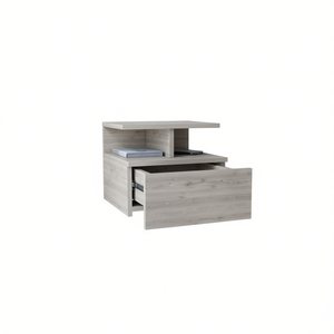 Flopini One-Drawer <b>Floating</b> Nightstand Light Gray Wood Modern Minimalist Bedroom Furniture - Product Image 1
