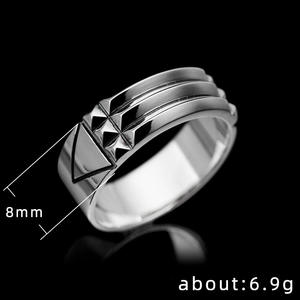 Fedi nuziali a piramide F568 in acciaio inossidabile placcato oro 18 carati, anelli unisex alla moda. - Product Image 6