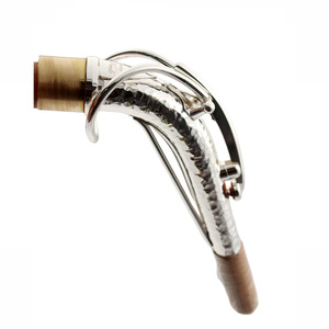 Saxophone alto en <span class=keywords><strong>cuivre</strong></span> phosphoreux plaqué argent martelé à la main avec col courbé et support renforcé, tenon de 24,5 mm, personnalisable - Product Image 3