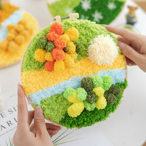Kits de broderie au crochet pour sous-verres 3D motif mousse, pour adultes débutants, loisirs créatifs DIY amusants pour enfants, kits de broderie de dessins animés - Product Image 5