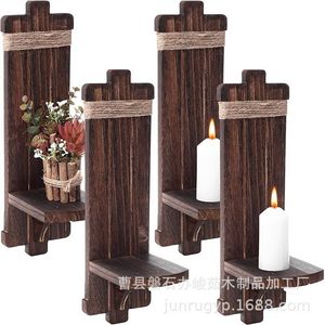 Porte-bougie mural en bois, forme colonne, décoration d'intérieur, support de rangement pour lumière d'ambiance à un seul niveau - Product Image 3
