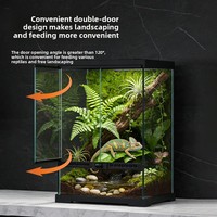 Terarium Reptil Kura-kura Darat Bearded Dragon Gecko Ular Peliharaan; Tangki Hutan Hujan Kaca Berlapis Ganda dengan Bukaan Depan