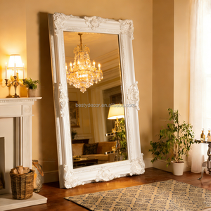 Personalizado al por mayor adornado lujo decoración espejo fábrica boda suelo madera espejo resina tallada decoración del hogar espejos franceses - Product Image 2
