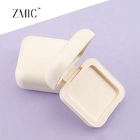 Boîtier compact pour poudre simple 42 mm, carré arrondi, blanc, pour palette de blush crème, étui vide pour fard à paupières, portable pour maquillage du visage