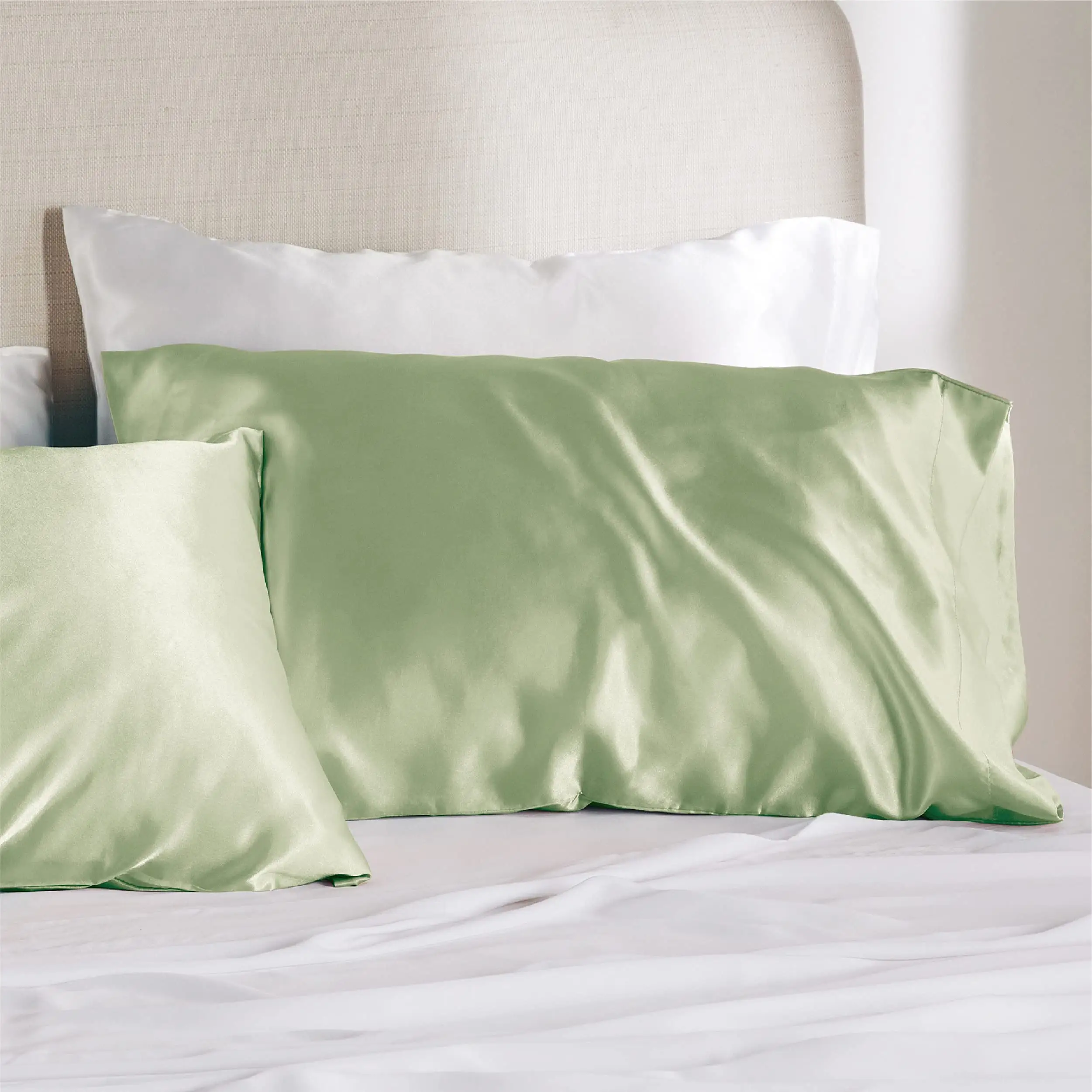 Funda de almohada de satén de seda suave para dormir, venta al por mayor, fundas de almohada con logotipo personalizado, Fundas de cojín