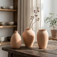 Vas Bunga Keramik ARM LVG Wabi Sabi Tactile Matte Glaze Putih Terakota Koleksi Porselen Seni Rumah Vas DIY Wadah Bunga