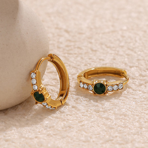 Pendientes de Aro Chapados en Oro de 18K con Diamantes de Imitación de Acero Inoxidable, Joyería de Moda para Fiestas - Product Image 3