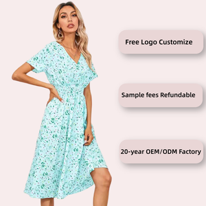 Robes de soirée pour femmes, <span class=keywords><strong>grande</strong></span> <span class=keywords><strong>taille</strong></span>, amples, vêtements décontractés, imprimé floral, manches courtes, vêtements décontractés pour femmes, robe maxi florale - Product Image 2