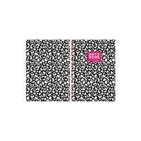 Carnet ligné à couverture rigide motif léopard, 200 pages, agenda quotidien, cahier d'exercices, reliure thermique, noir et blanc