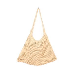 Sac de plage tressé fait main en corde de coton ajourée, style européen, forme coquillage, couleur unie, pour usage quotidien, Printemps 2026 - Product Image 3