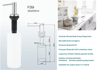 Distributeur de savon pour évier de cuisine en acier inoxydable SUS304, à poser sur le plan, ensemble complet, distributeur de savon à vaisselle manuel rechargeable, bec droit à dessus plat