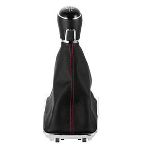 Pommeau de levier de vitesse en cuir noir avec surpiqûres rouges 5 6 vitesses pour Volkswagen Magotan Passat B6 - Product Image 1