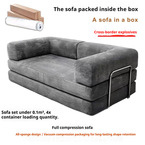 Sofá Cama Convertible Reclinable y Extensible con Compresión, Relleno de Esponja, Enrollable al Vacío, para Apartamentos Pequeños, con Tela de Pana Desmontable y <span class=keywords><strong>Lavable</strong></span> - Product Image 3