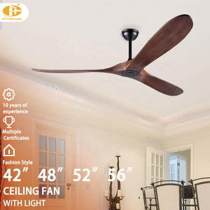 공장 직접 42 인치 유럽식 단단한 나무 천장 팬 LED 조명 3 블레이드 DC 모터 주파수 변환 원격 제어 - Product Image 1