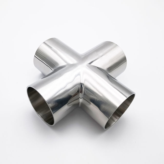 3/4''-8'' ISO SMS 3A Standard Sanitary Cast Mirror 4-way Smooth Surface Tube SS 304/316 Adapters Tri-clamp Cross Pipe Fitting