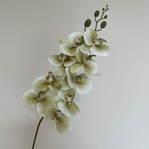 C-110 Decoraciones para Bodas, <span class=keywords><strong>Flores</strong></span> <span class=keywords><strong>Artificiales</strong></span> Vintage de Tacto Real, Látex, Rama Larga Individual, 9 Cabezas, Orquídea Blanca Phalaenopsis - Product Image 4
