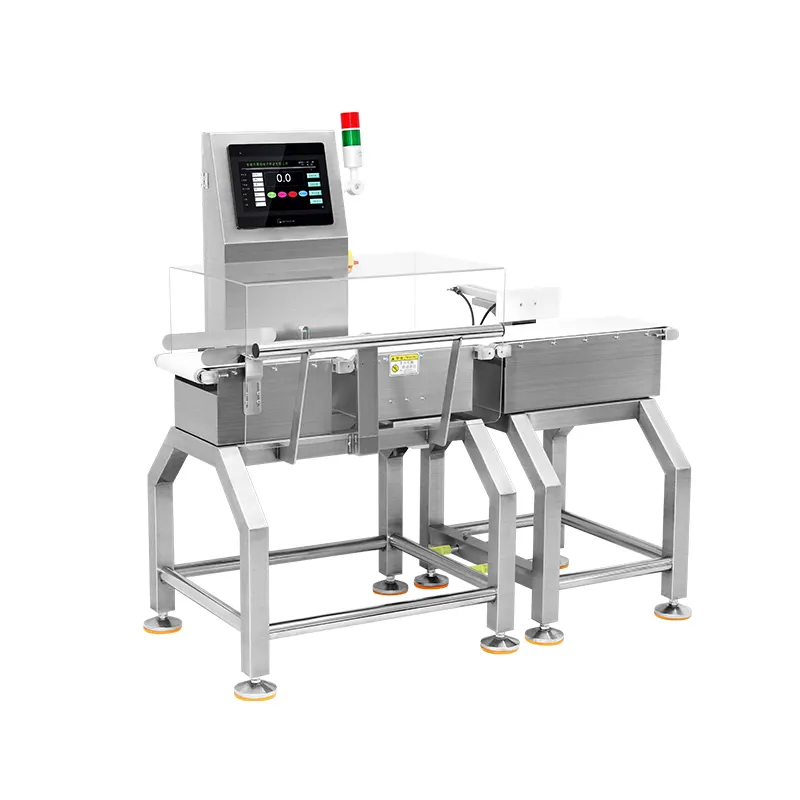 डायनामिक ऑन-लाइन वजन मशीन बेल्ट कन्वेयर खाद्य पैकेजिंग वजन उपकरण की जांच करता है